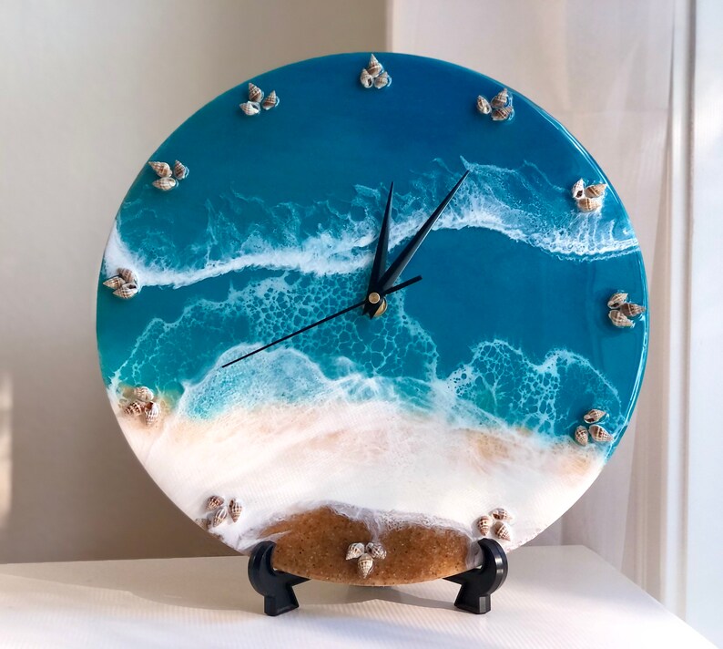 Custom made Resin Clock Ocean Theme Wall Art Etsy