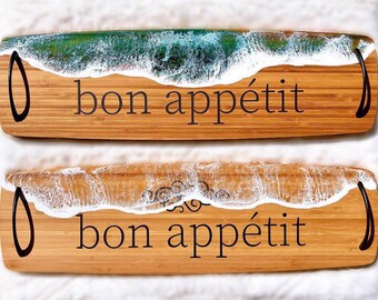 Resin Ocean Serving Tray, Bamboo Wood Serving Tray, Wedding Gifts, Anniversary Gifts, Serving Trays, Resin Art, Gift Ideas, Serving Board