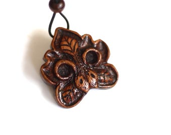 Green Man Pendant, Celtic Forest Spirit Necklace, Hand Carved Wooden Leaf Amulet, Druid Pagan Jewelry, Nature Spirit Talisman