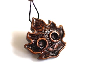 Green Man Pendant, Celtic Forest Spirit Necklace, Hand Carved Wooden Leaf Amulet, Druid Pagan Jewelry, Nature Spirit Talisman