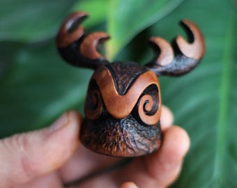 Miniature Cernunnos Figurine, Horned God Statue, Hand Carved Wooden Pagan Altar Decor, Forest Spirit Sculpture, Druid Wiccan Deity