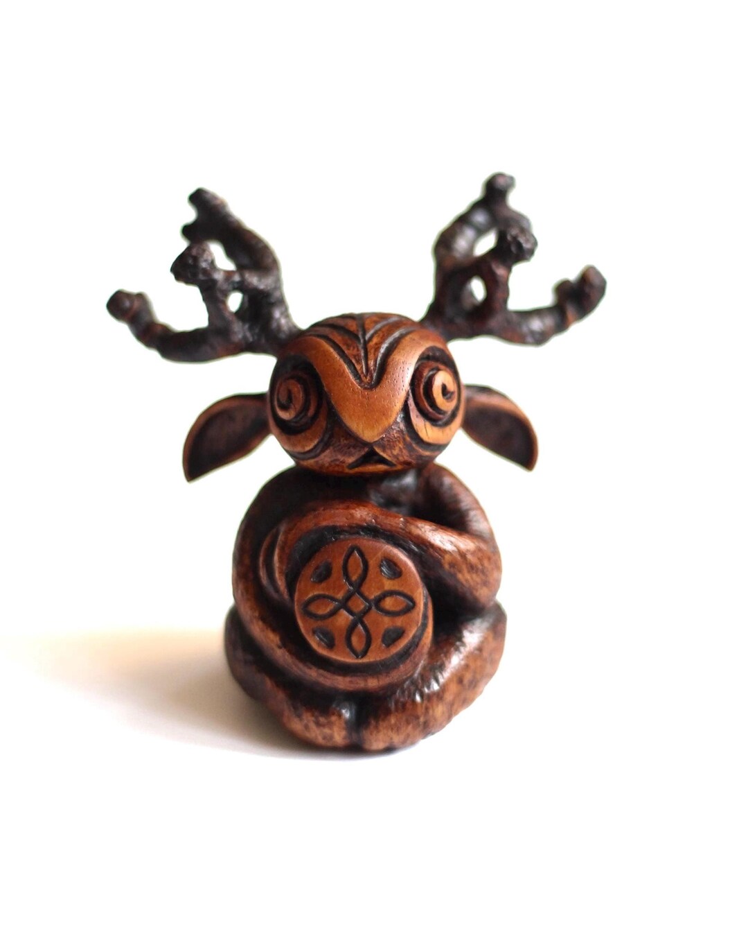 Hand Carved Walnut Wood Forest Spirit Figurine – Mystical Pagan Wiccan ...