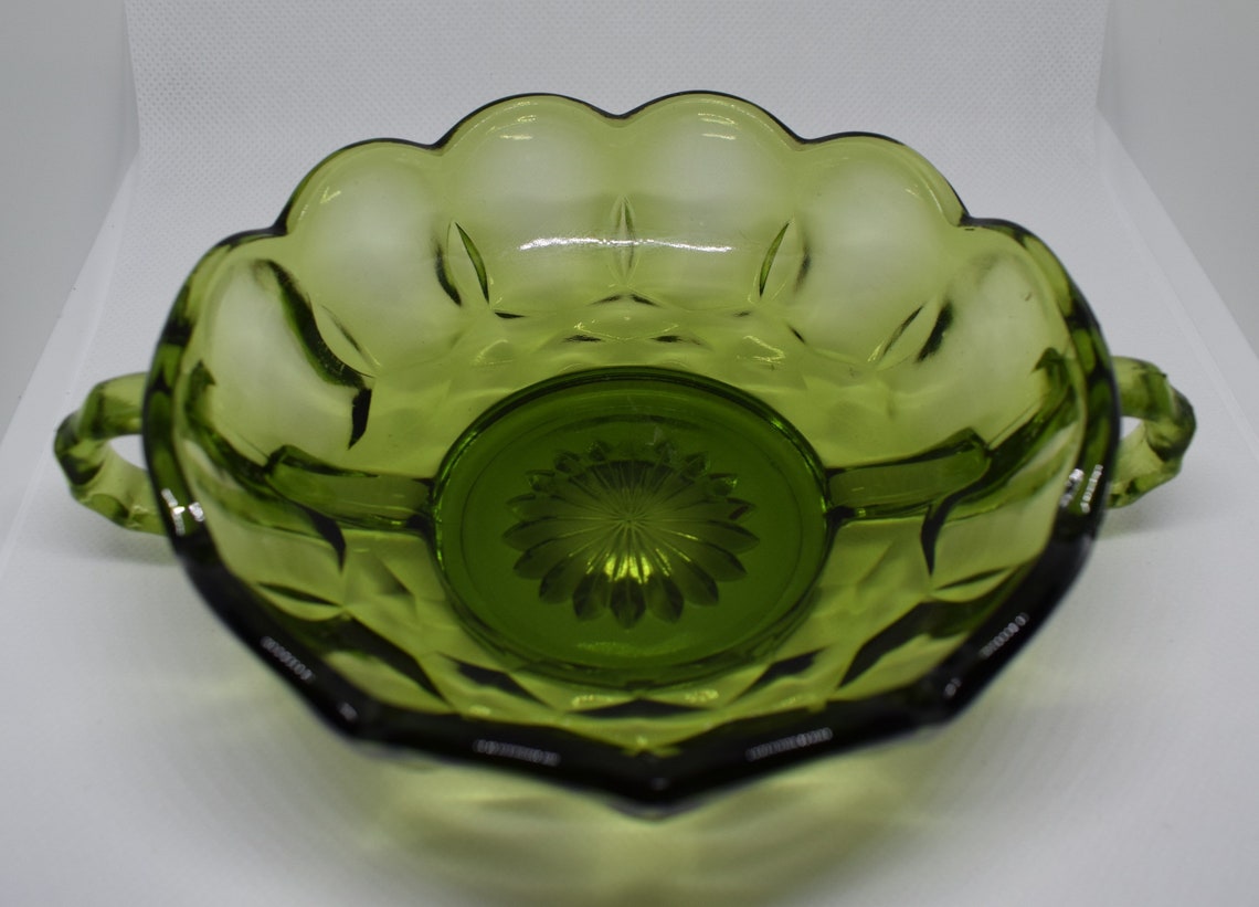 Green Decorative Bowl With Handles Etsy