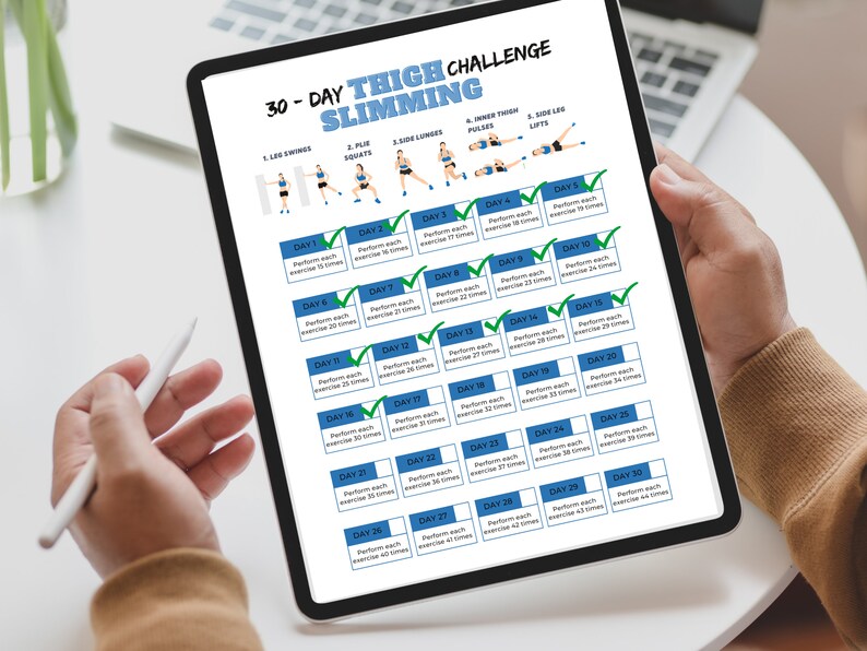 Get Slimmer Thighs in 30 Days Printable PDF Workout Plan Fitness