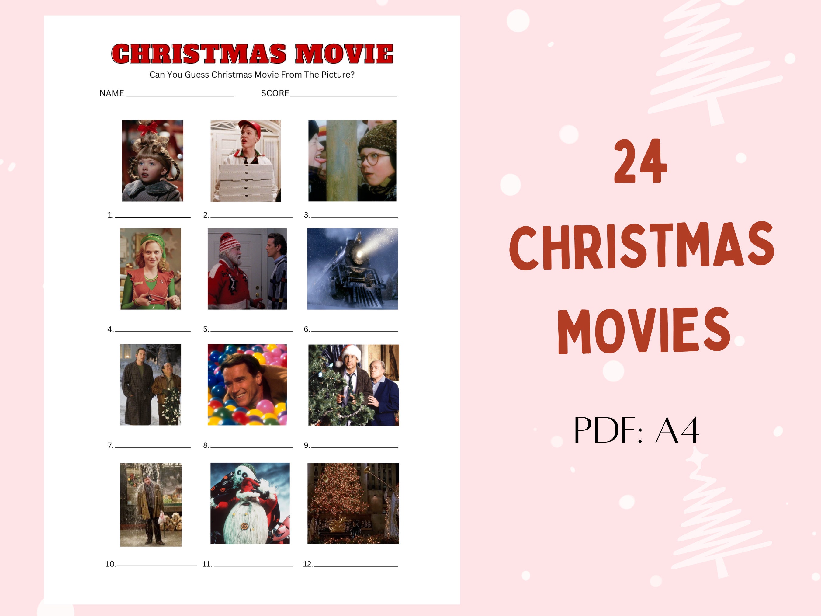 Christmas Movie Quiz | Guess the Movie Printable Game | Family Winter ...