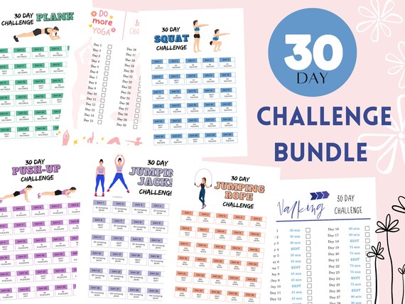 30 Day Fitness Challenge Set Monthly Workout Goals Weight - Etsy