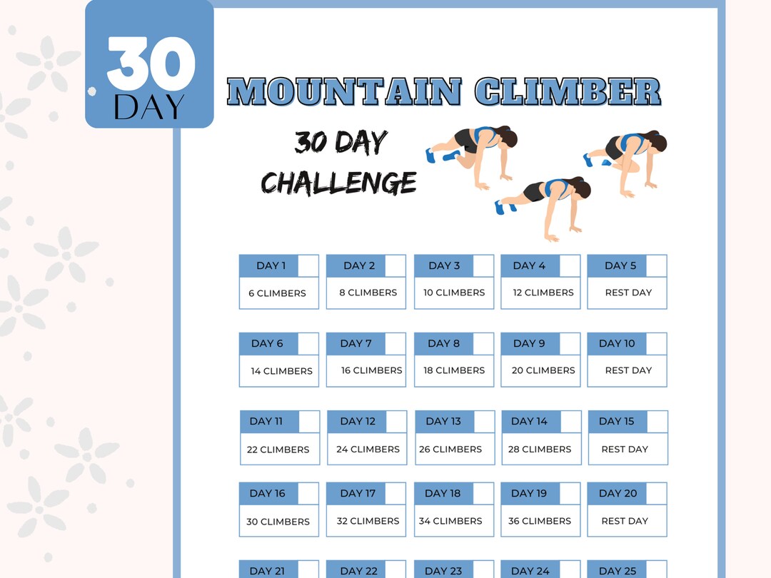 30day Mountain Climber Challenge Tone Your Core and Improve Etsy