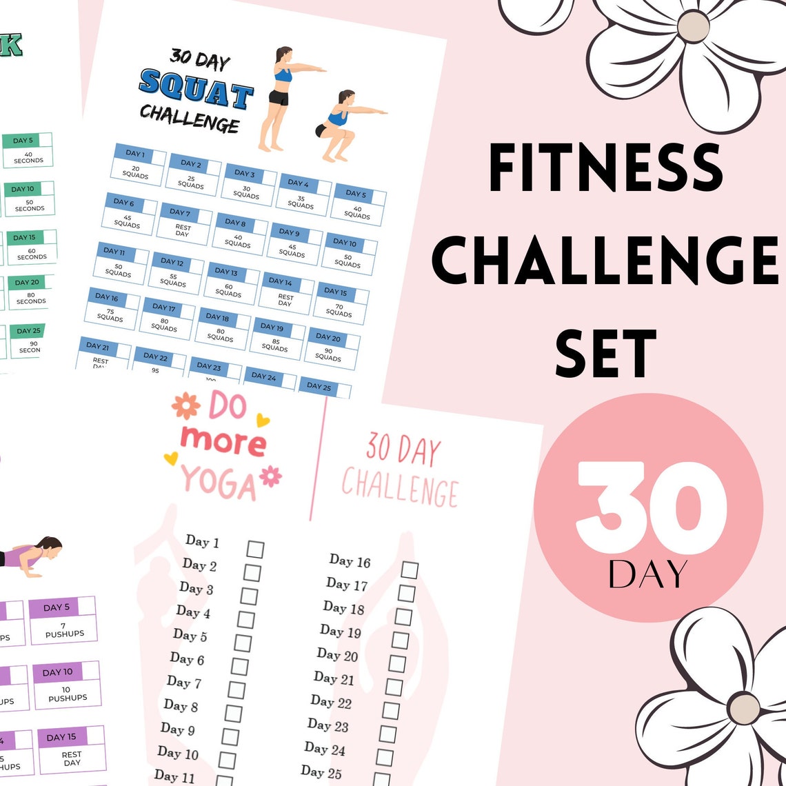 30 Day Challenge | Digital Download | Fitness Exercises Challenge ...