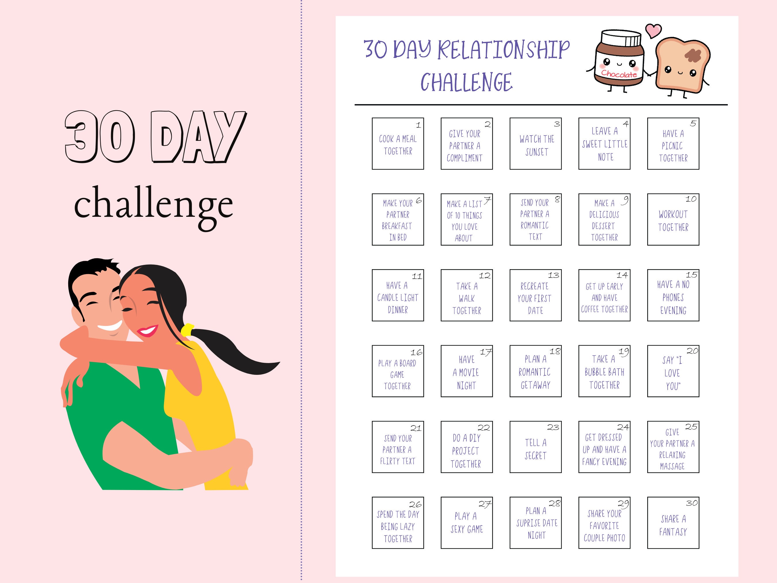 30 Day Relationship Challenge 30 Day Challenge Printable - Etsy