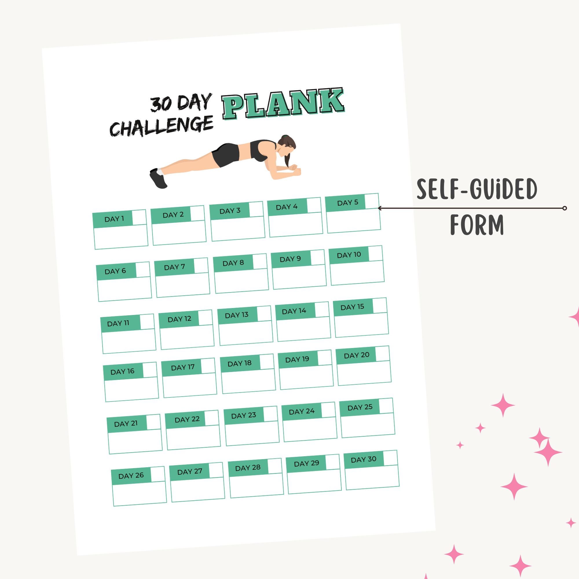 30 Day Plank Challenge 30 Day Challenge Printable Digital Download Fitness Exercises Etsy