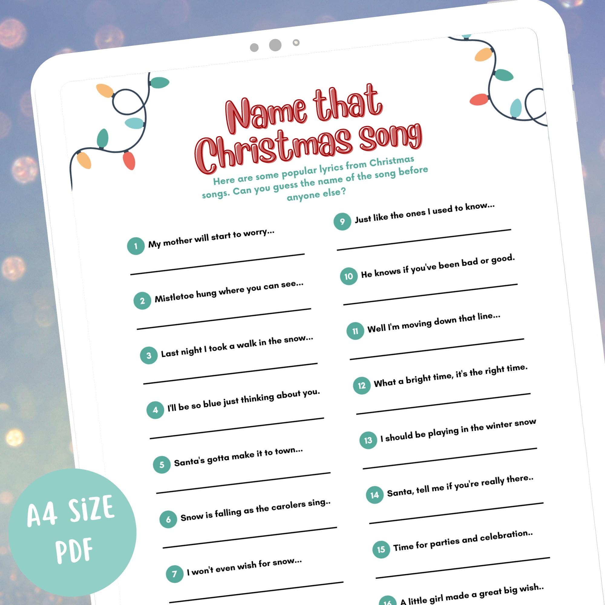 guess the name of the song challenge: printable game with popular