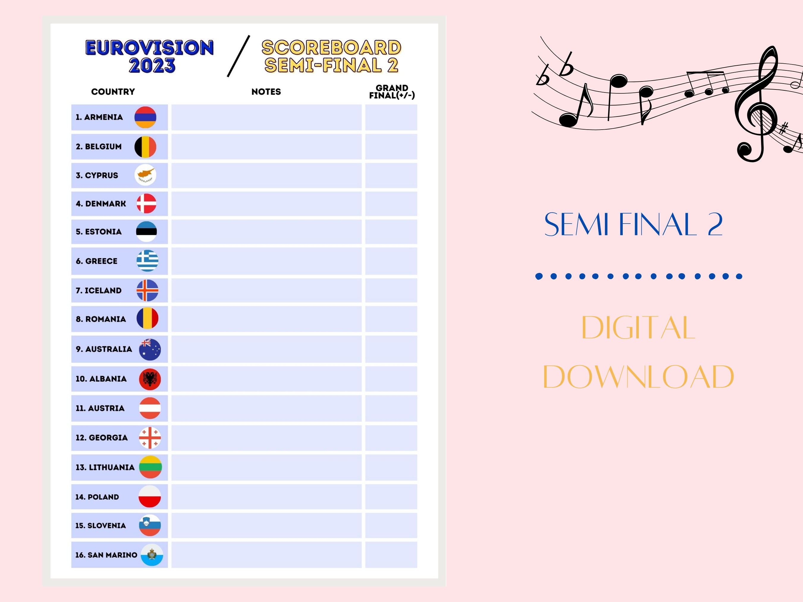 Eurovision Scoreboard Printable Score Sheets Eurovision Etsy UK