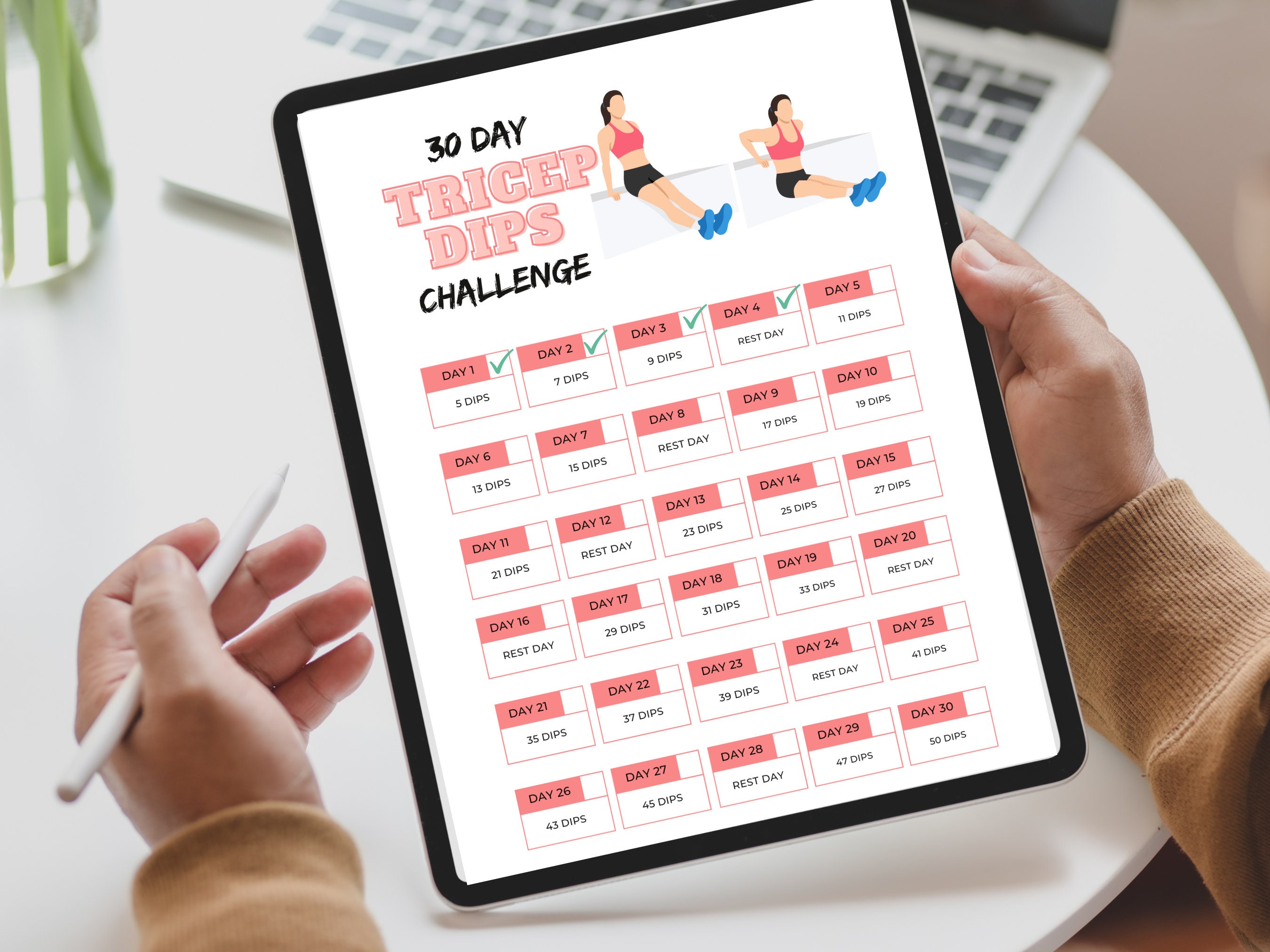 30-day Tricep Dips Challenge Printable PDF Workout Plan Digital ...
