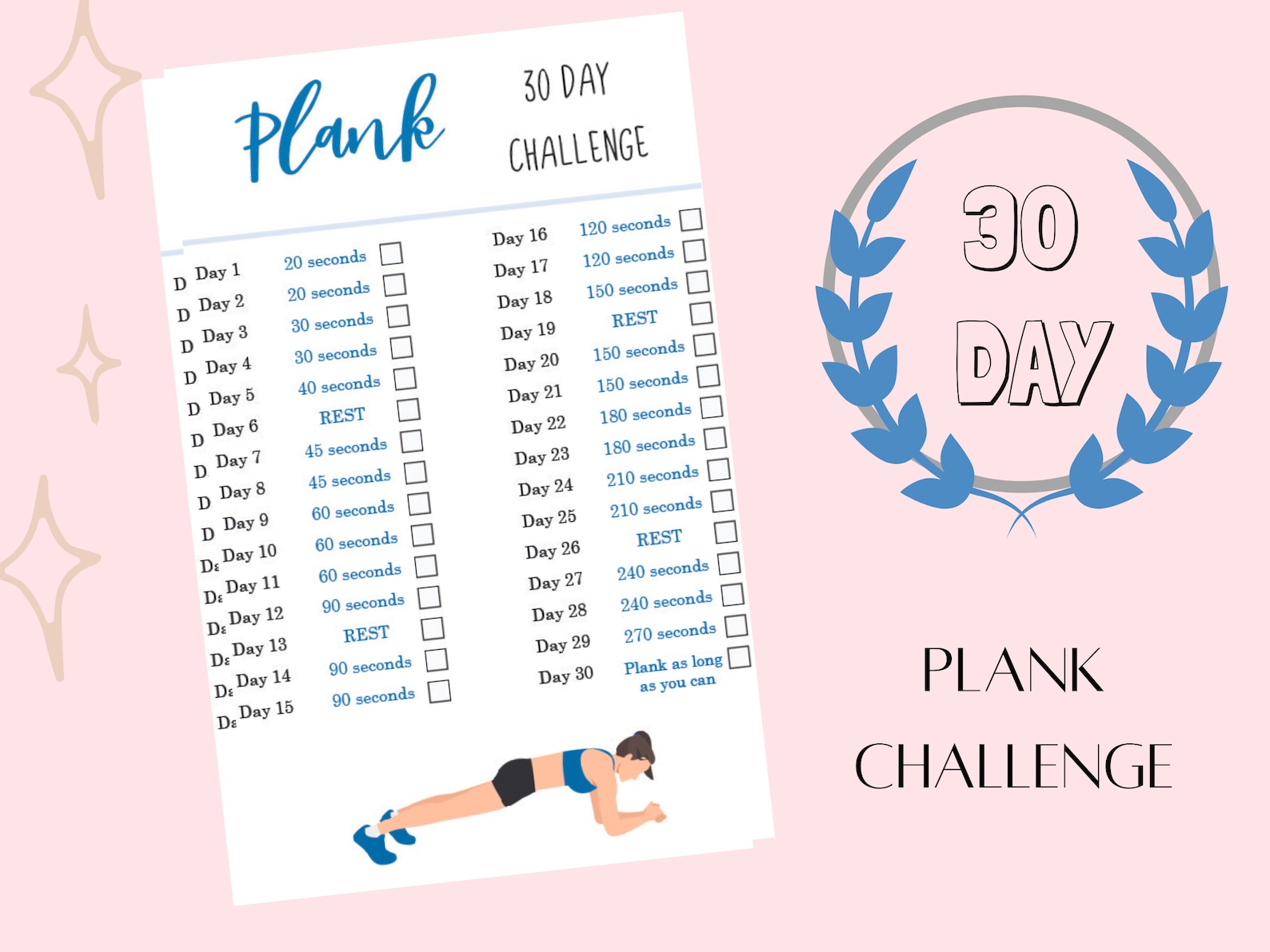 30 Day Plank Challenge 30 Day Challenge Printable Digital Etsy 30 Day Plank Challenge 30 Day Challenge Printable Digital Etsy