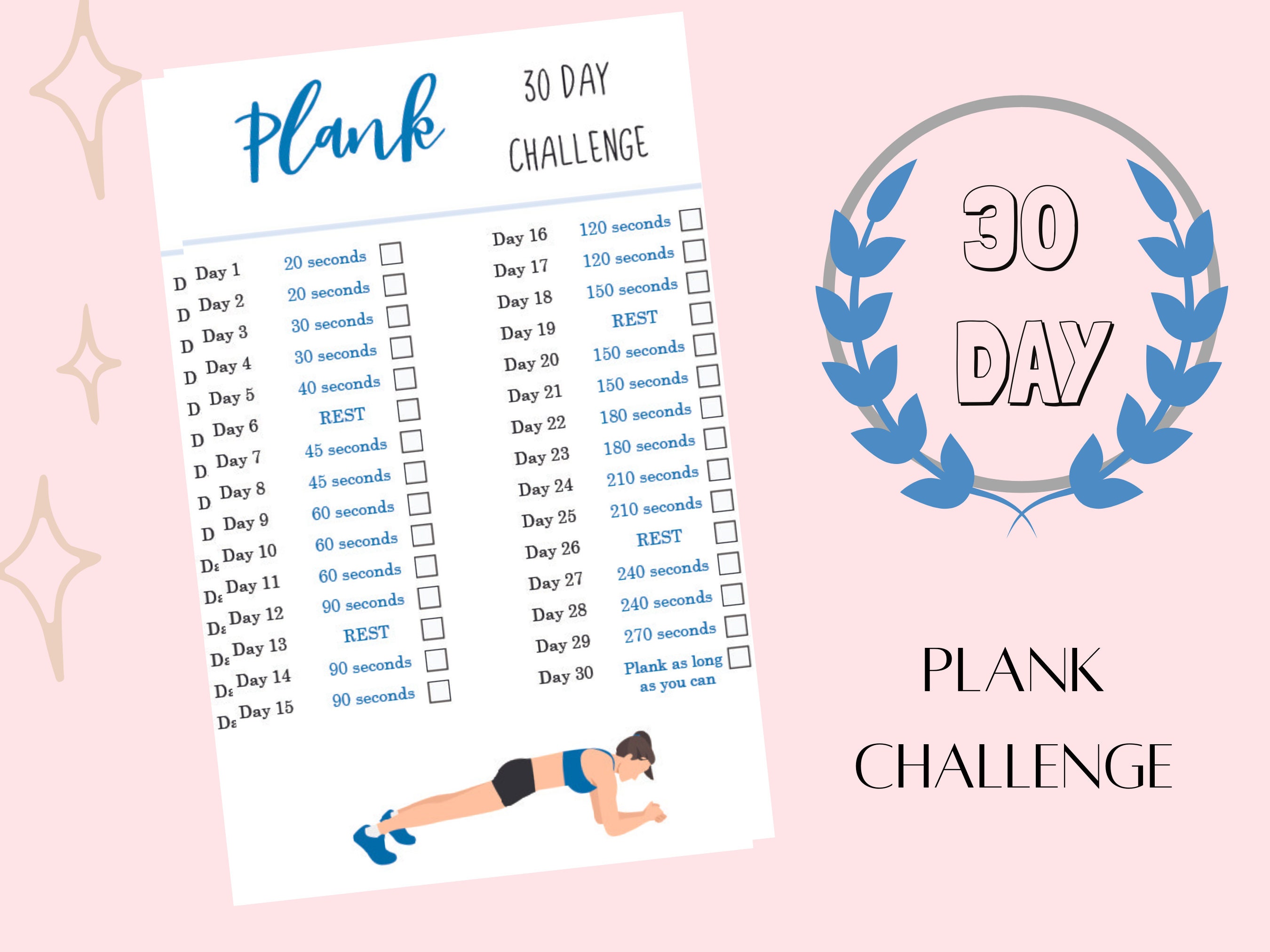 30 Day Plank Challenge 30 Day Challenge Printable Digital - Etsy
