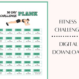 30 Day Plank Challenge 30 Day Challenge Printable Digital Download ...
