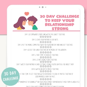 30 Day Strong relationship Challenge | 30 day challenge printable | Digital download | Challenge for couple