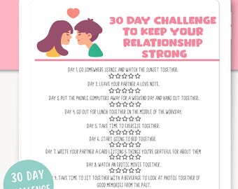 30 Day Strong relationship Challenge | 30 day challenge printable | Digital download | Challenge for couple