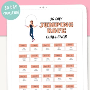 30 Day Jumping rope Challenge | 30 day challenge printable | Digital download | Fitness Exercises