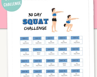 30 Day Squat Challenge 30 Day Challenge Printable Digital