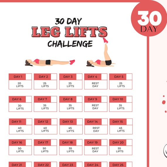 30-day Leg Lifts Challenge: Printable PDF Workout Plan for Toned Legs  30-day Fitness Plan for Sculpted Legs Fitness Workout Plan 