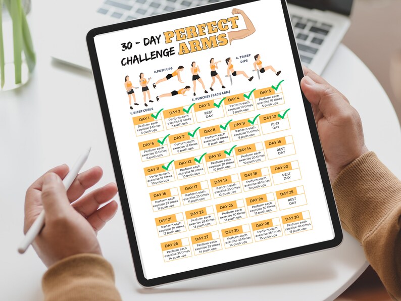 30-day Easy Level Arm Challenge Printable PDF Printable Arm Workout ...
