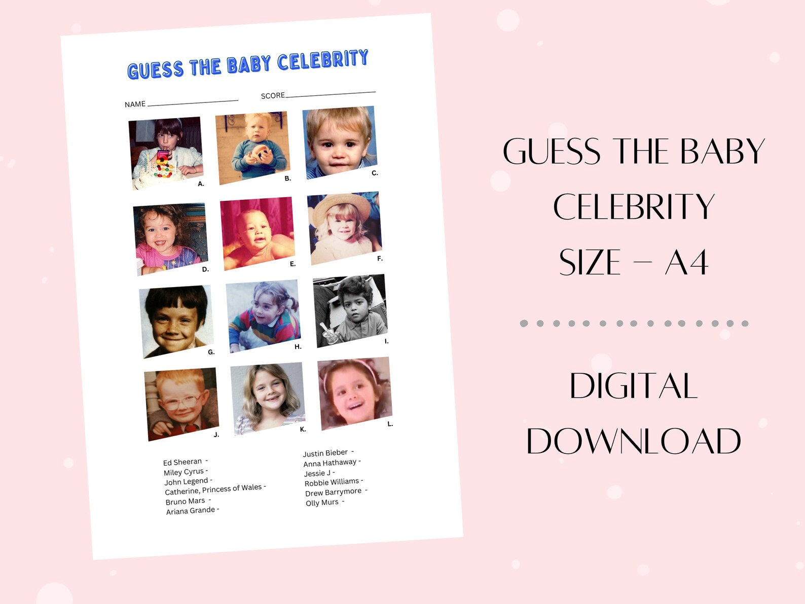 Guess the Baby Celebrity Game Printable Baby Shower Games Who is the ...