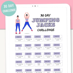 Jumping Jacks 30 day challenge |  30 day challenge printable | 30 day workout challenge | Digital download | Fitness Exercises