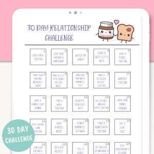 30 Day relationship Challenge | 30 day challenge printable | Digital download | Challenge for couples