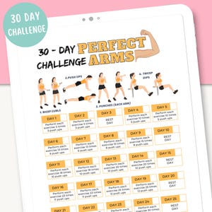 30-Tage Easy Level Arm Challenge druckbare PDF | Druckbarer Arm Workout-Plan für Anfänger | Printable Punches and Push-Ups Challenge