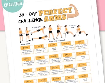 30-Day Easy Level Arm Challenge Printable PDF | Printable Arm Workout Plan for Beginners | Printable Punches and Push-Ups Challenge