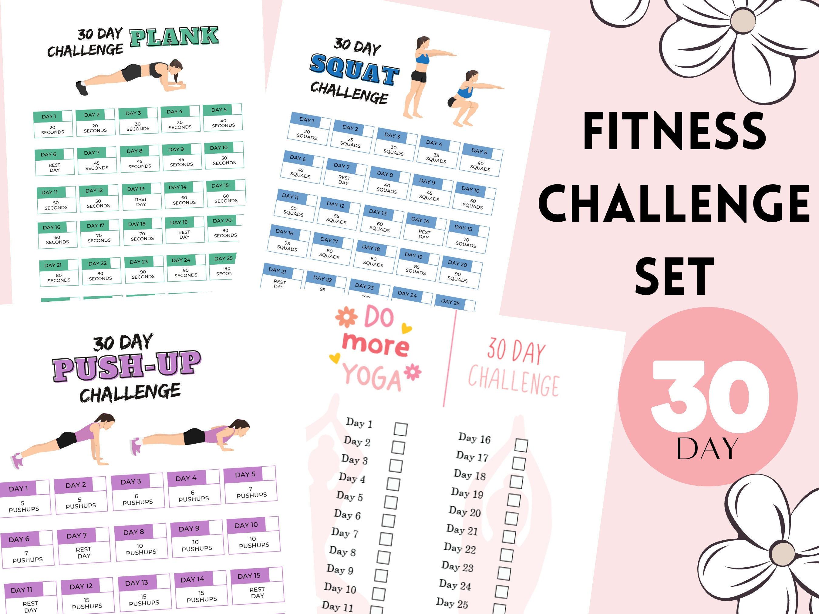 30 Day Challenge Digital Download Fitness Exercises - Etsy