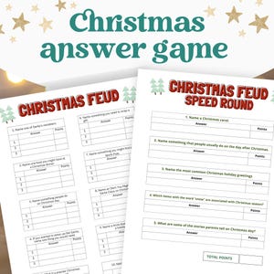 Fun Christmas Game | Holiday Trivia Game | Christmas Friendly Feud Game | Printable Holiday Family Game | Party Game of Guessing Top Answers