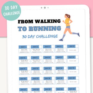 30 day challenge | Digital download | From Walking to Running challenge  | Workout planner | weight loss journey