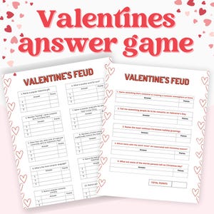 Valentines Day Friendly Feud Game | Printable Family Game | Party Game of Guessing Top Answers | Printable Valentines Day Game