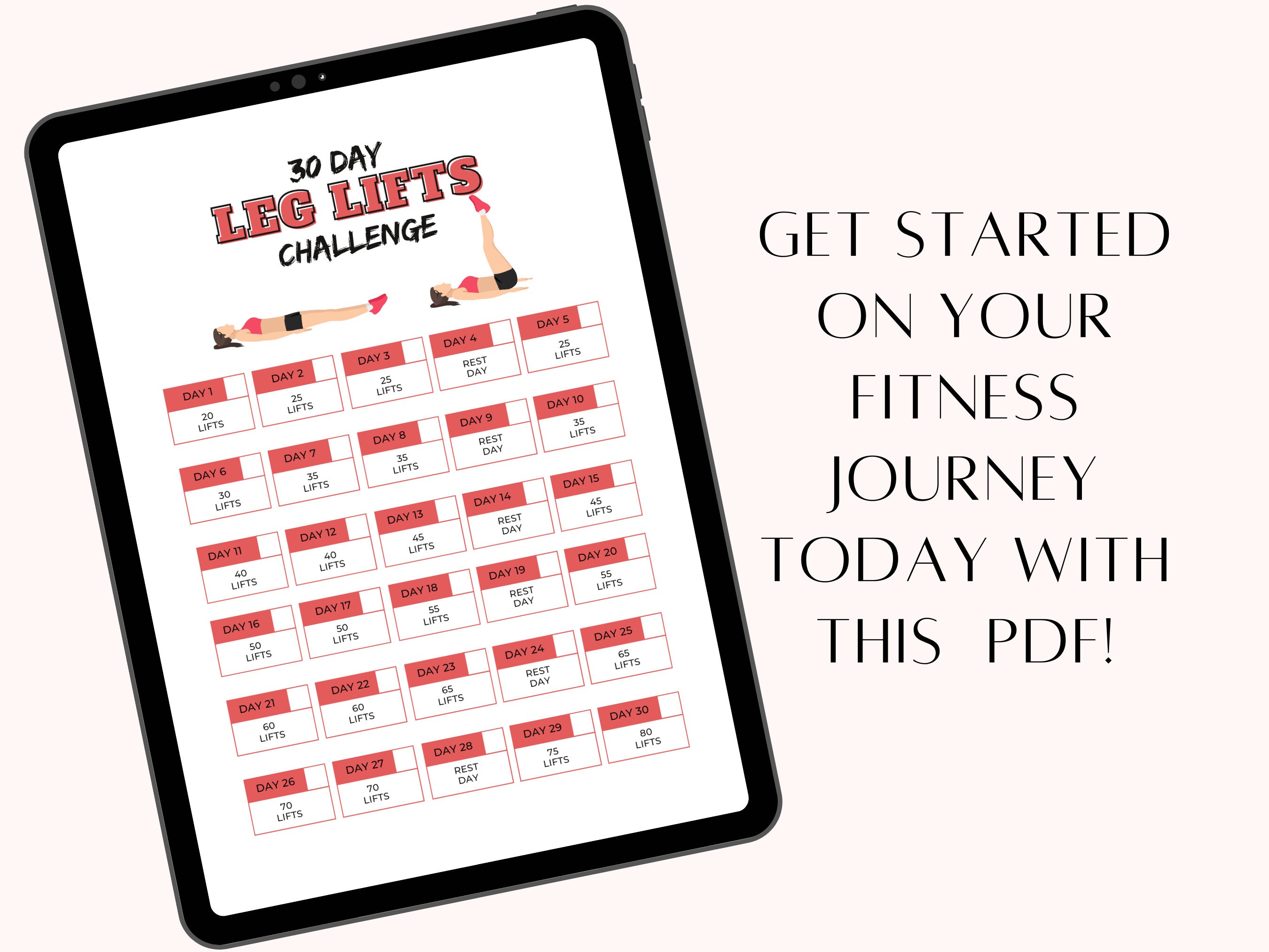 30-day Leg Lifts Challenge: Printable PDF Workout Plan for Toned Legs ...