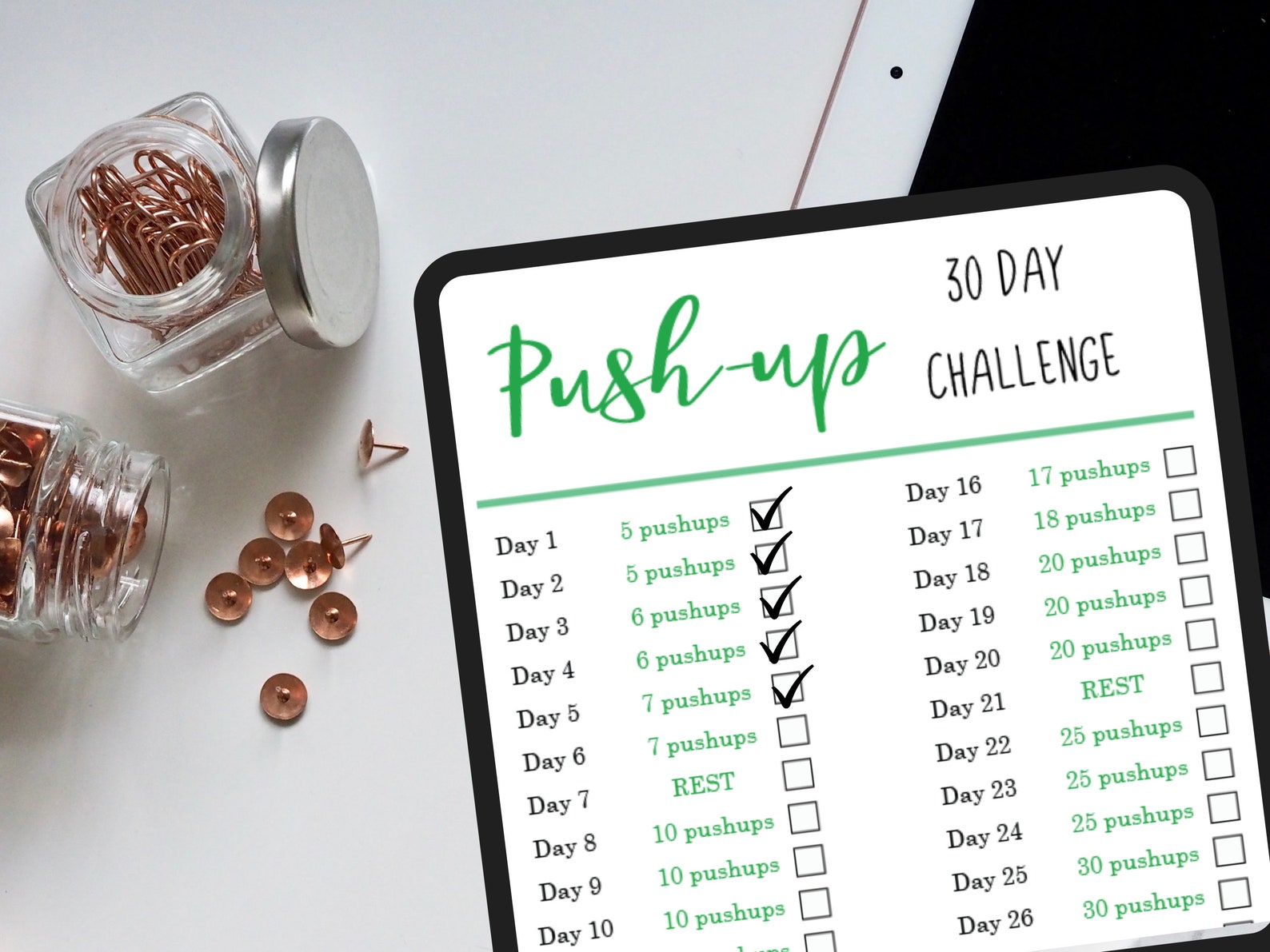 30 Day Push up Challenge 30 Day Challenge Printable - Etsy