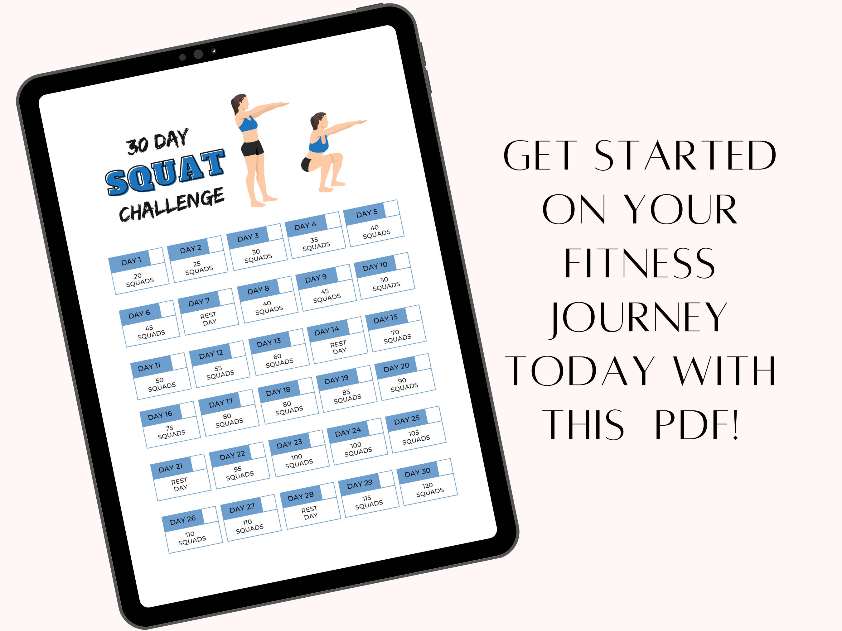 30 Day Squat Challenge 30 Day Challenge Printable Digital Download ...