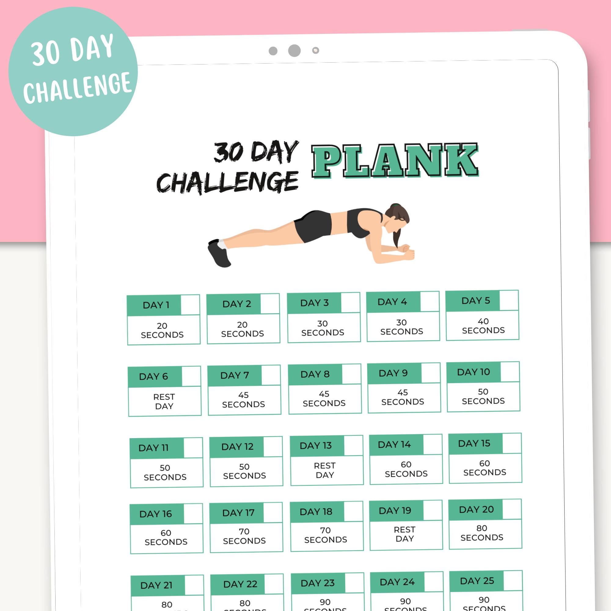Plank challenge printable hotsell