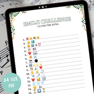 Guess the EMOJI game | Printable  game - 15 questions | Team building game | Guess the song game | Emoji Pictionary | Printable emoji game