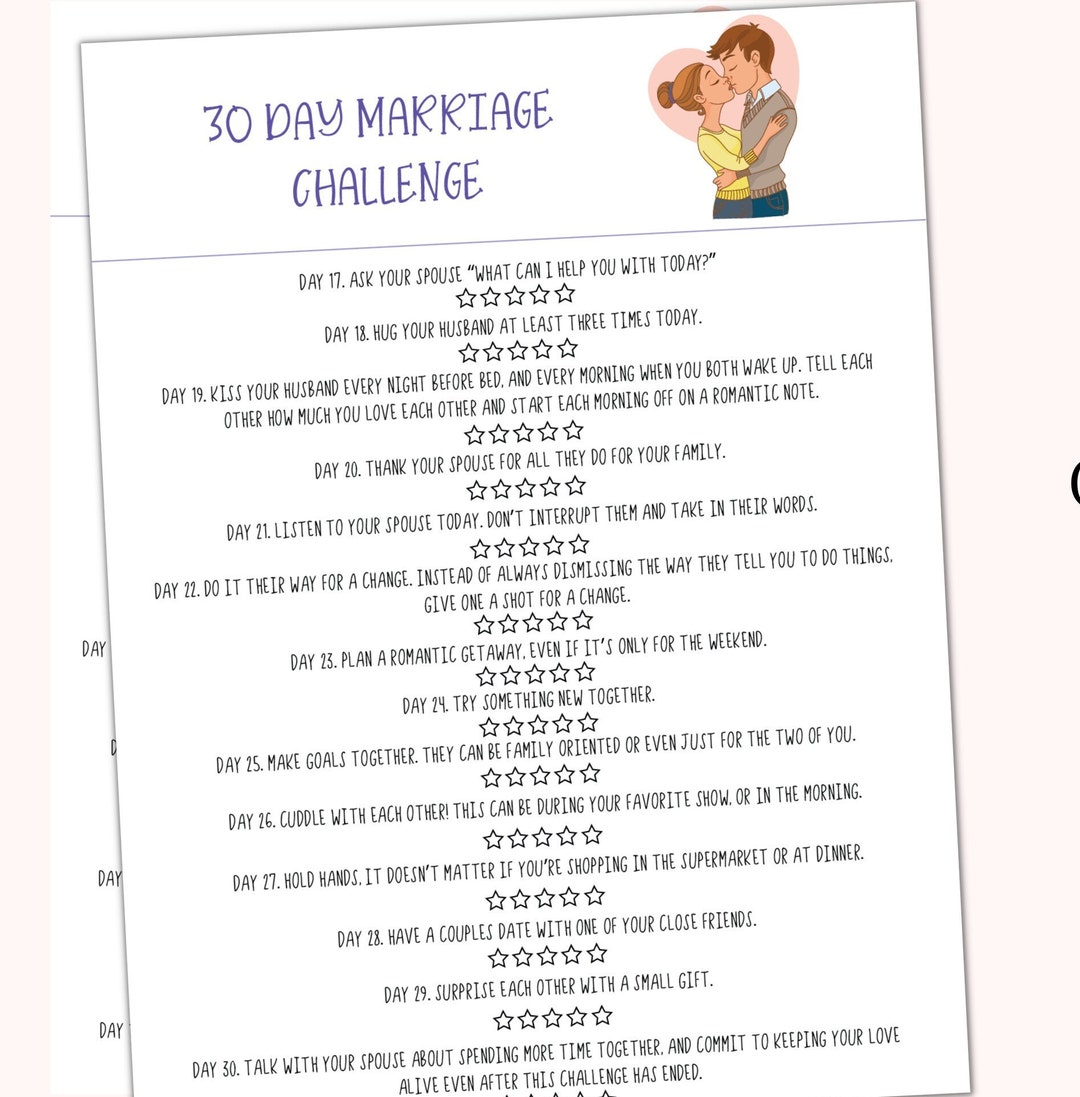 30 Day Marriage Challenge 30 Day Challenge Printable Digital Download