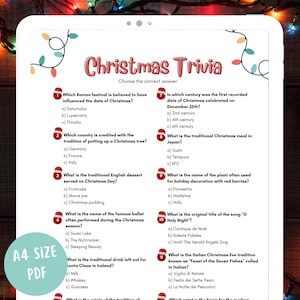 Christmas Trivia Game | Holiday Trivia | Friends game night | Winter indoor games | Holiday Trivia | Multiple-choice Christmas Trivia