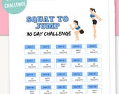 30-Day Squat to Jump Challenge | Fitness Challenge PDF | Monthly Workout Goals | Weight loss challenge for 2023