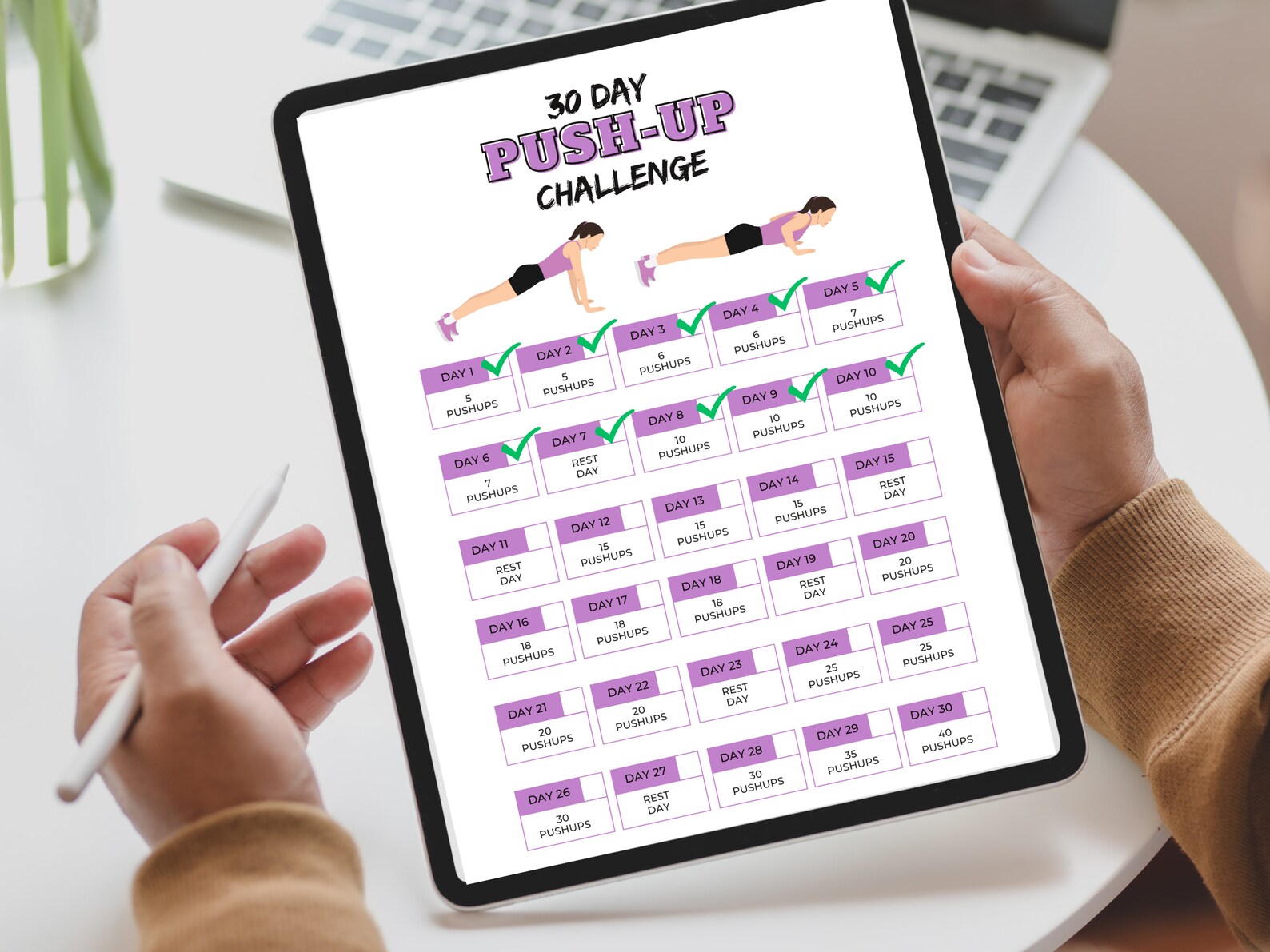 30 Day Push up Challenge 30 Day Challenge Printable Digital Download ...