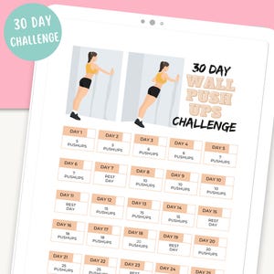 Build Upper Body Strength with a 30-Day Wall Push-Up Challenge Printable Chart | Digital download | 30 day fitness challenge