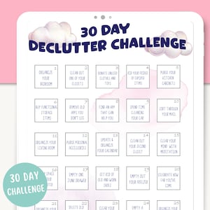 30 Day Decluttering Challenge Planner | Digital Download | Declutter planner | Printable PDF