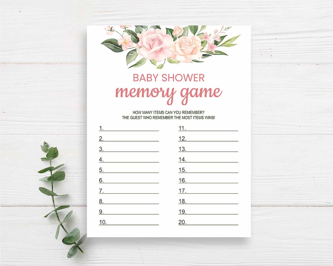 Baby Shower Memory Game Floral Baby Shower Games Printable - Etsy