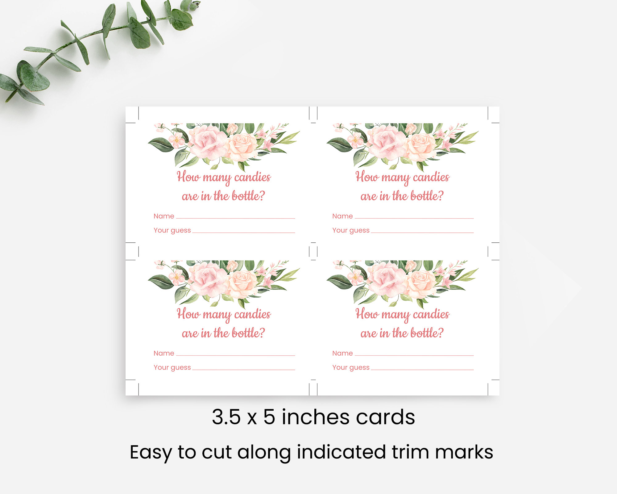 How Many Candies Are in the Bottle Game Floral Baby Shower Sign Blush ...