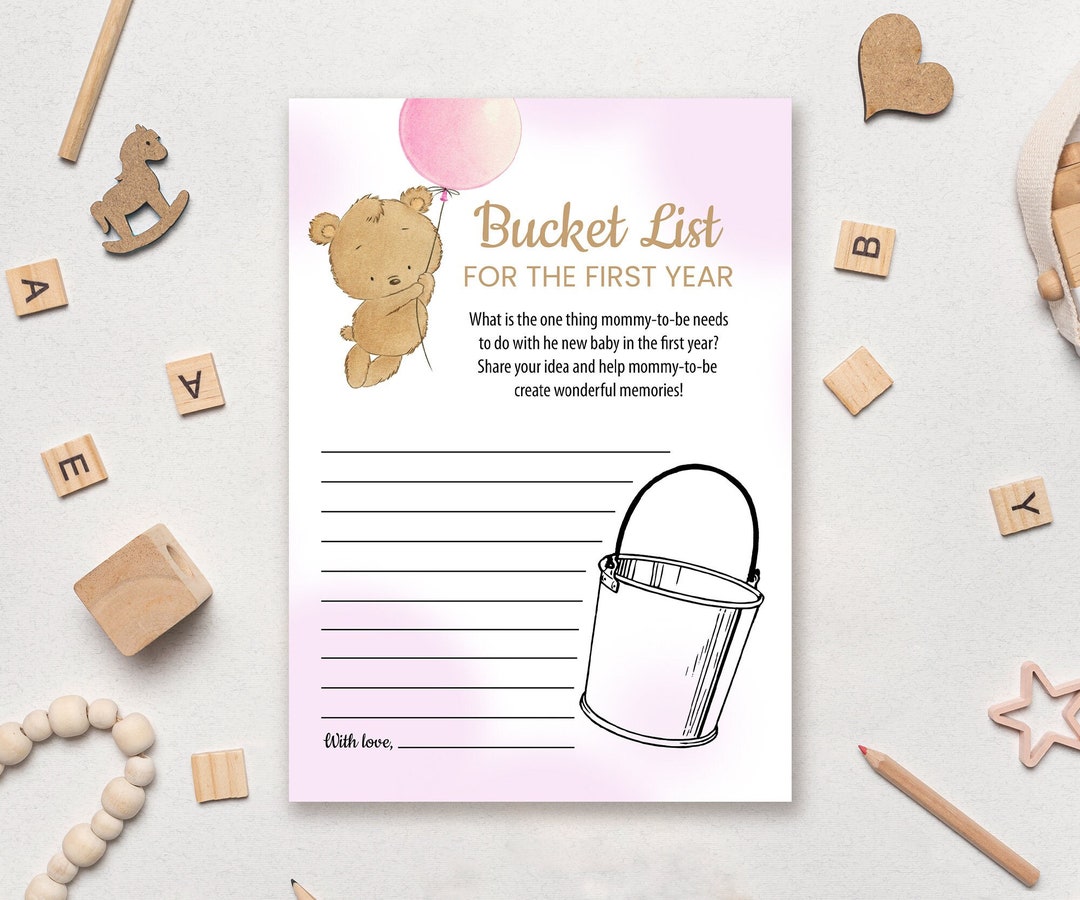 Bucket List Baby Shower Game Teddy Bear Baby Shower Game Etsy UK
