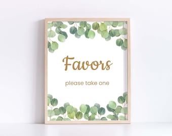 Favors please take one sign Greenery baby shower favor sign Eucalyptus baby shower sign